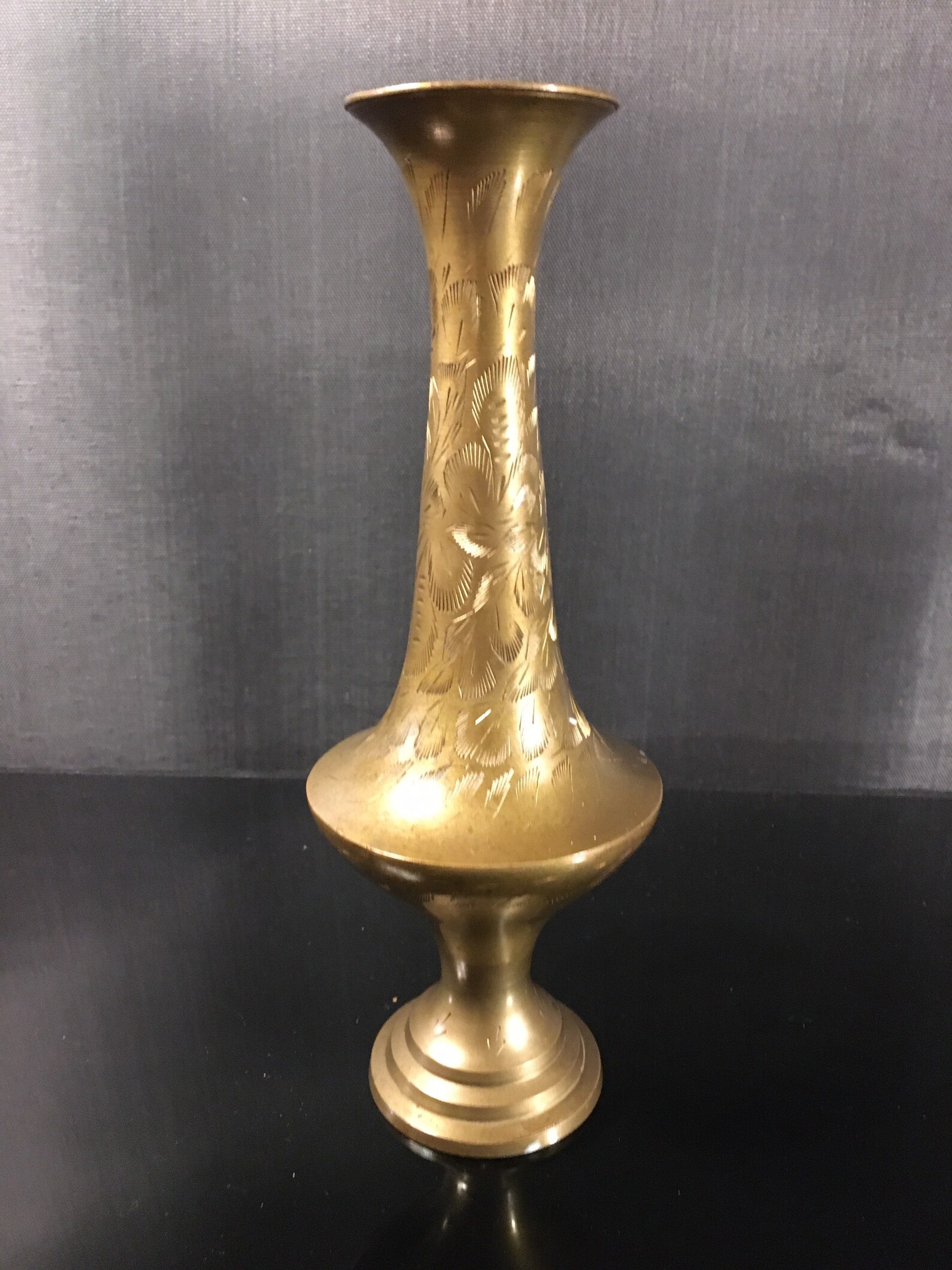 Vintage Brass Vase Indian Medium Brass Vase Atomchicago Etsy