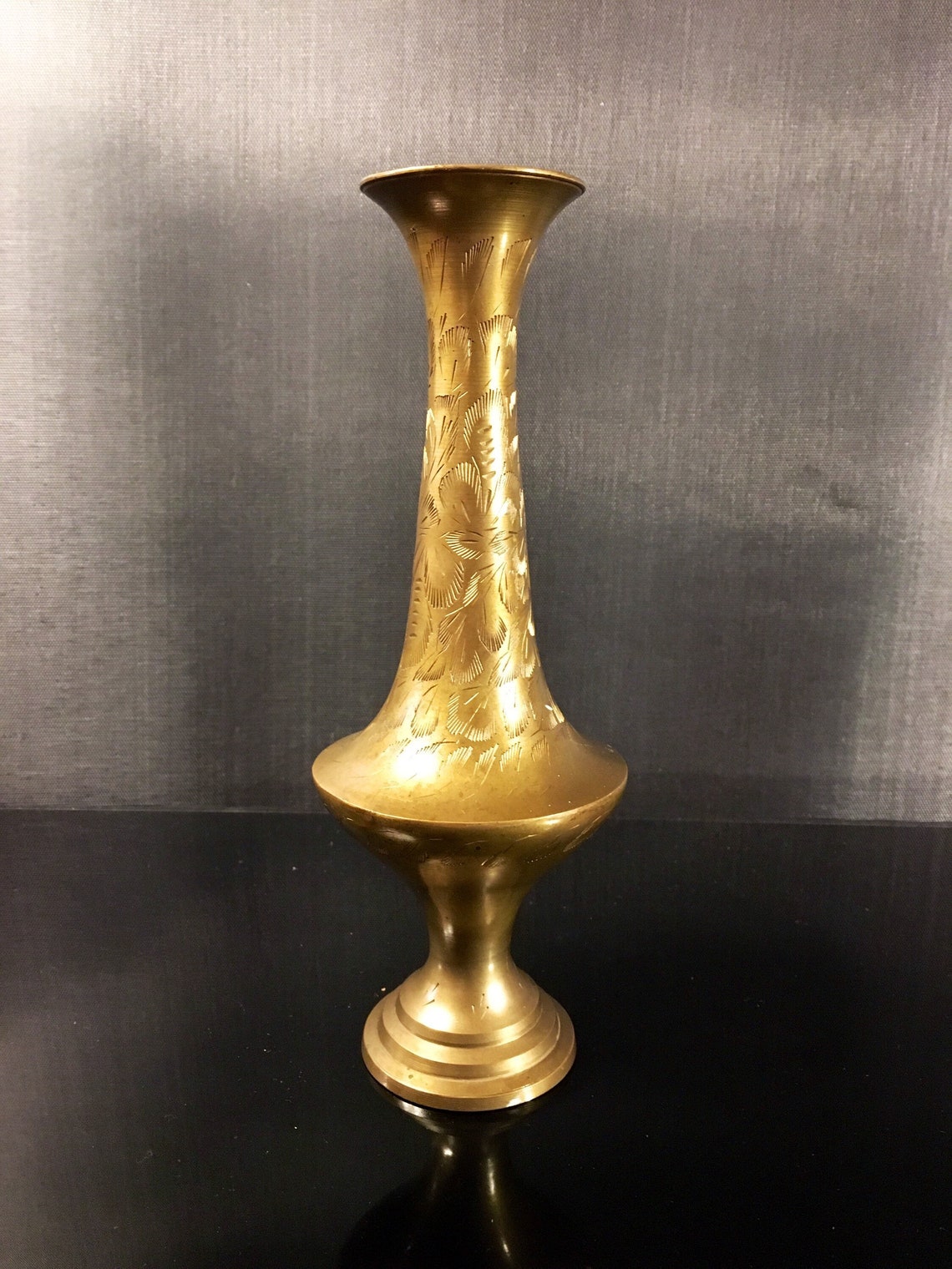 Vintage Brass Vase Indian Medium Brass Vase Atomchicago Etsy