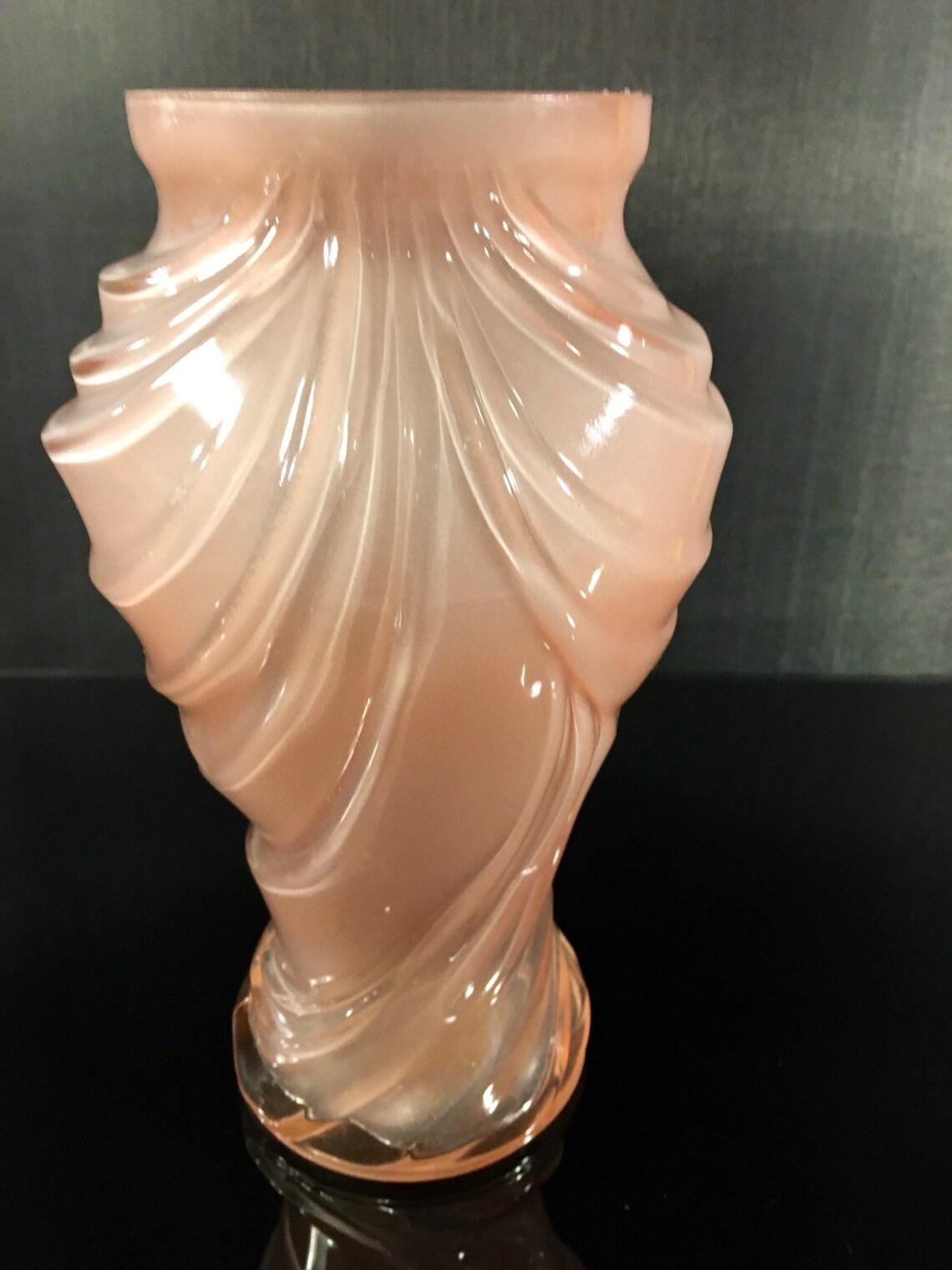 Vintage Blush Glass Vase Ribbed Pink Vase Atomchicago Etsy