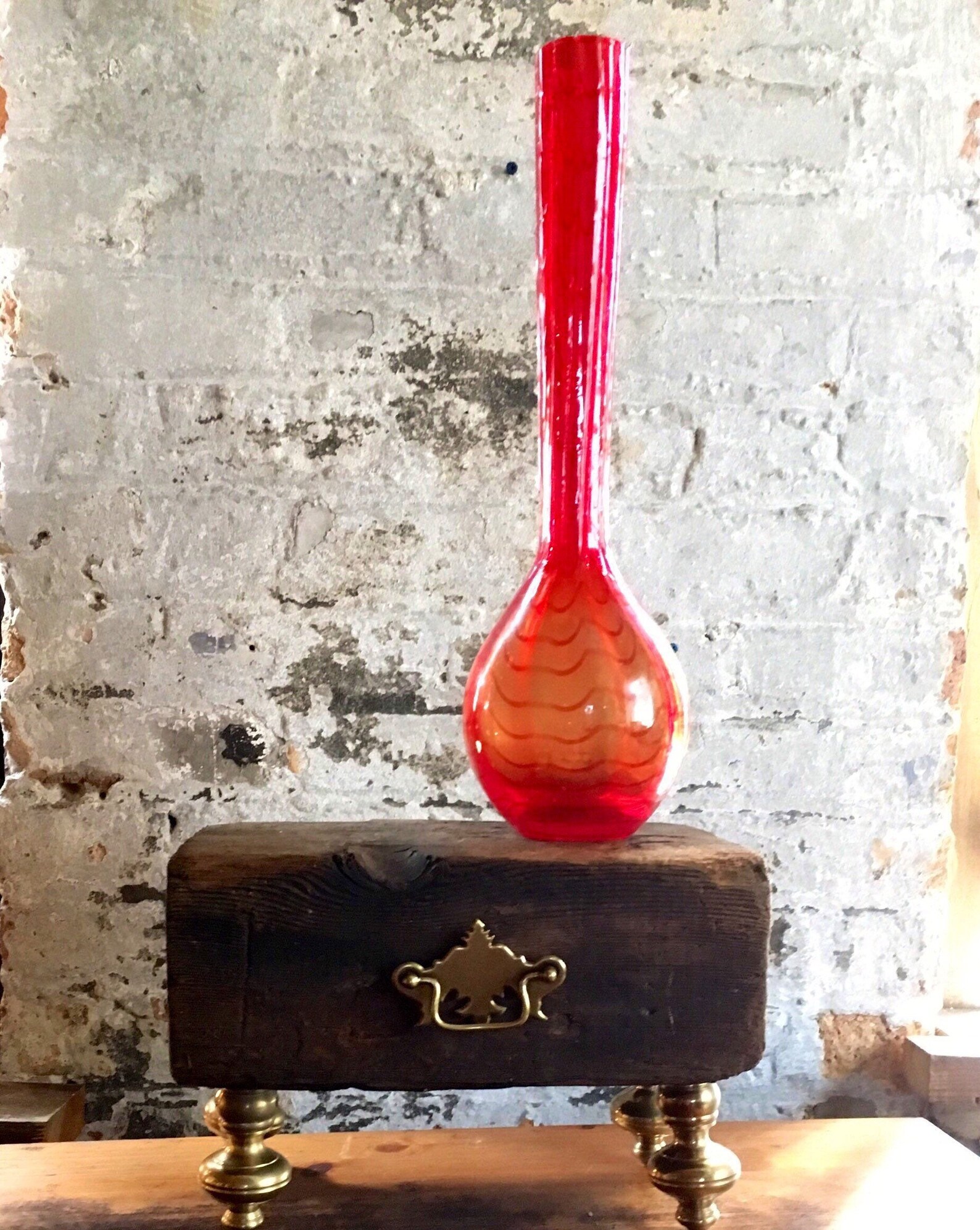 Tall Red Vase Waterford Evolution Vintage Art Glass Tall Etsy