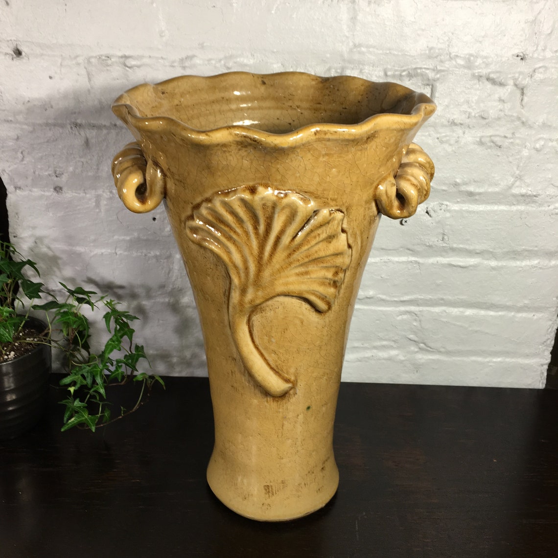 Vintage Floor Vase Ceramic Tall Vase Floor Pottery Yellow Etsy