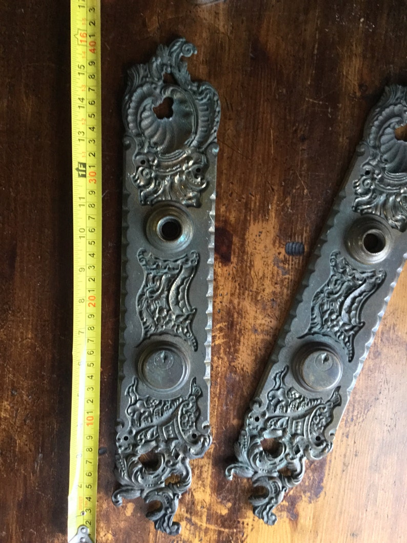 Antique Large Door Plates Ornate Brass Door Plates Etsy