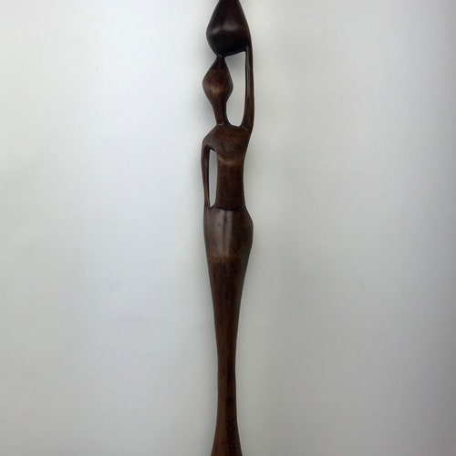 Modern African Statues, Tall shops Wooden African Woman Sculpture Set 3, African Tribal Man Hand Painted, Atomchicago