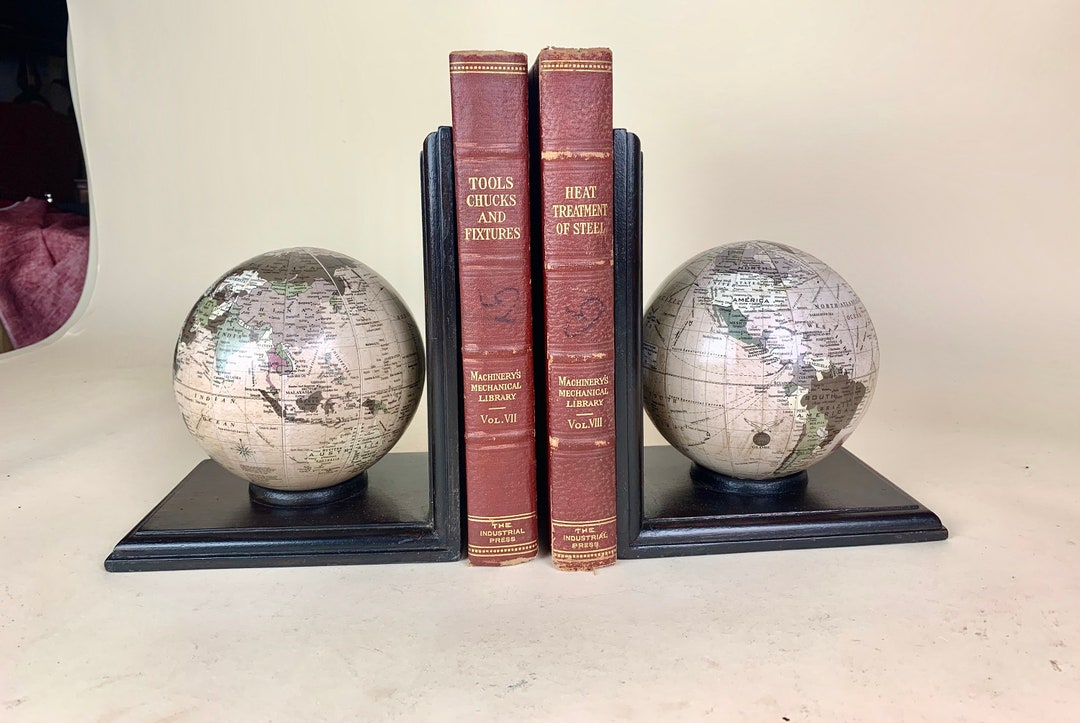 Vintage Globe Bookends Paperweight Globe Atomchicago Etsy