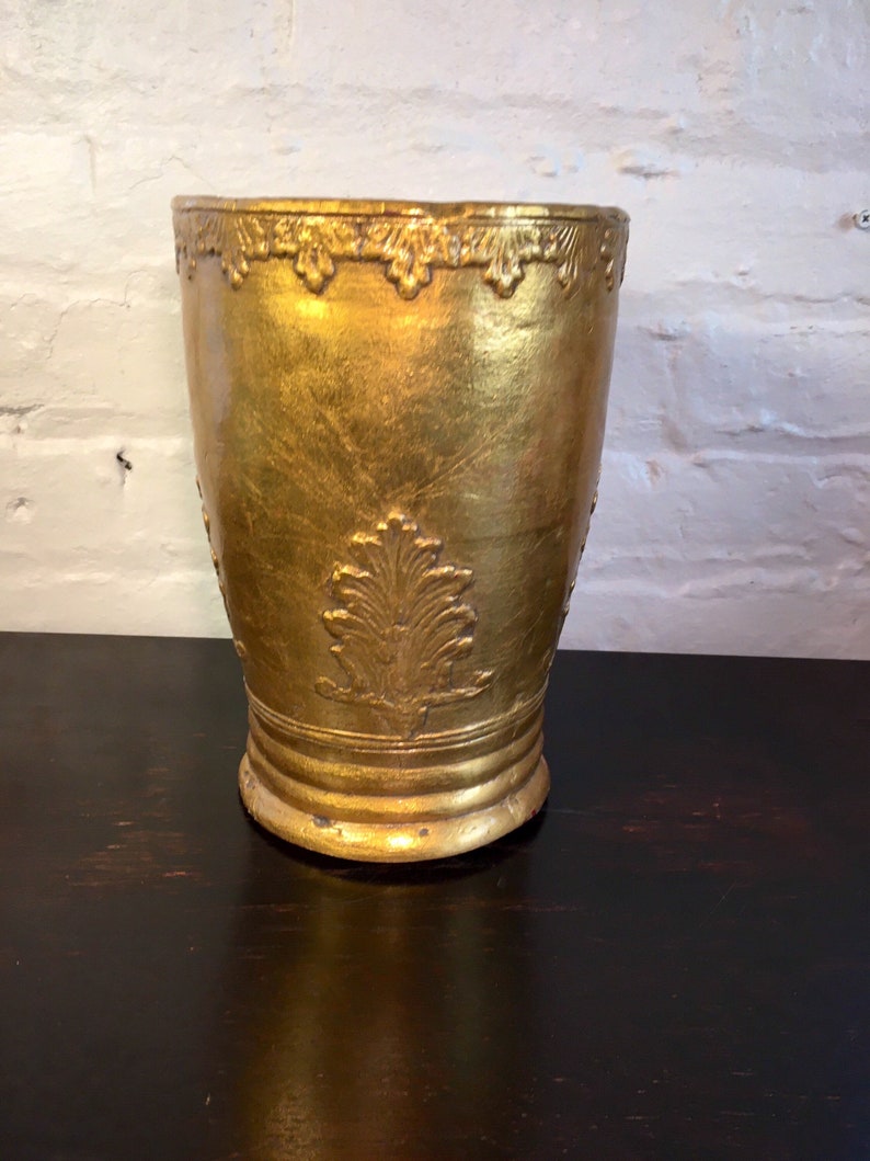 Atomchicago 10\u201d Ceramic Vase Orchid Ceramic Planter Vintage Victorian Gold Vase