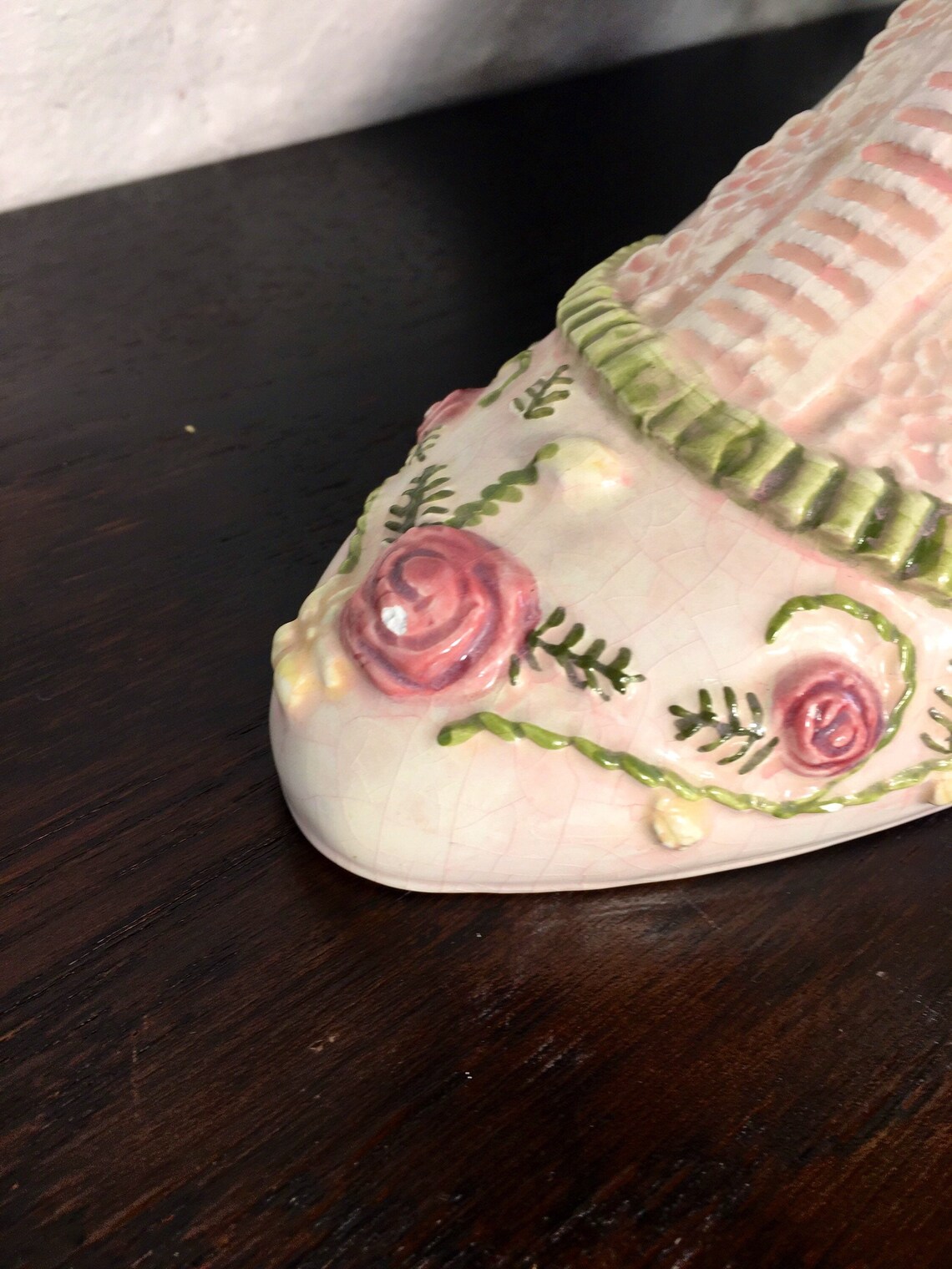 Vintage Shoe Vase Ceramic Floral Shoe Vase Atomchicago Etsy