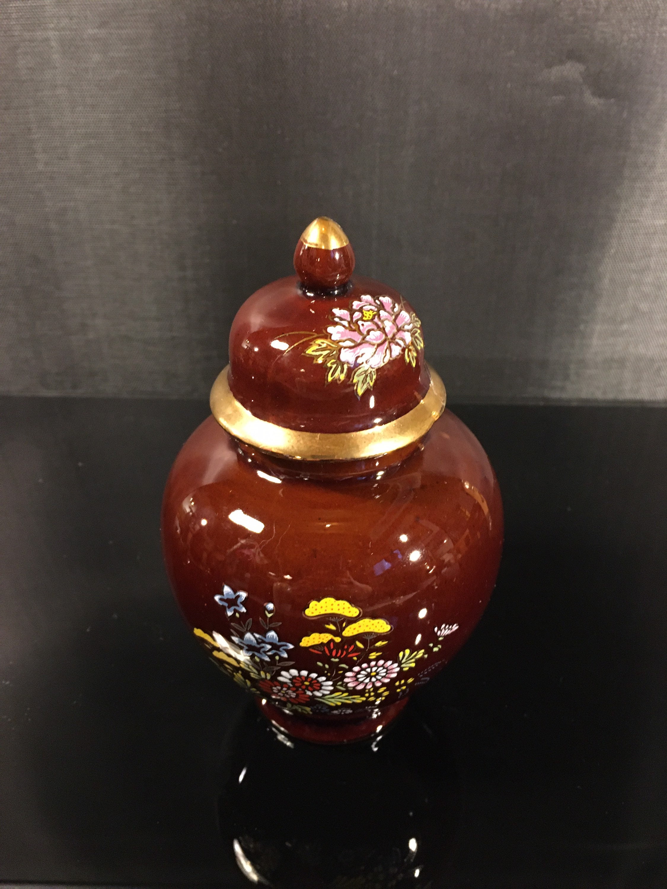 Vintage Oriental Urn Small Porcelain Ginger Jar With Flowers Etsy