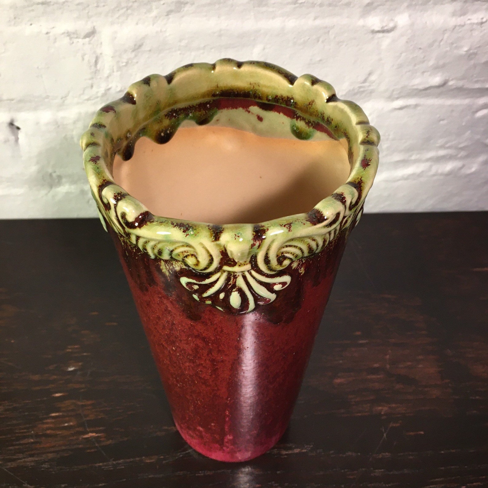 Vintage Victorian Vase Burgundy Vase Ceramic Vintage Orchids Etsy