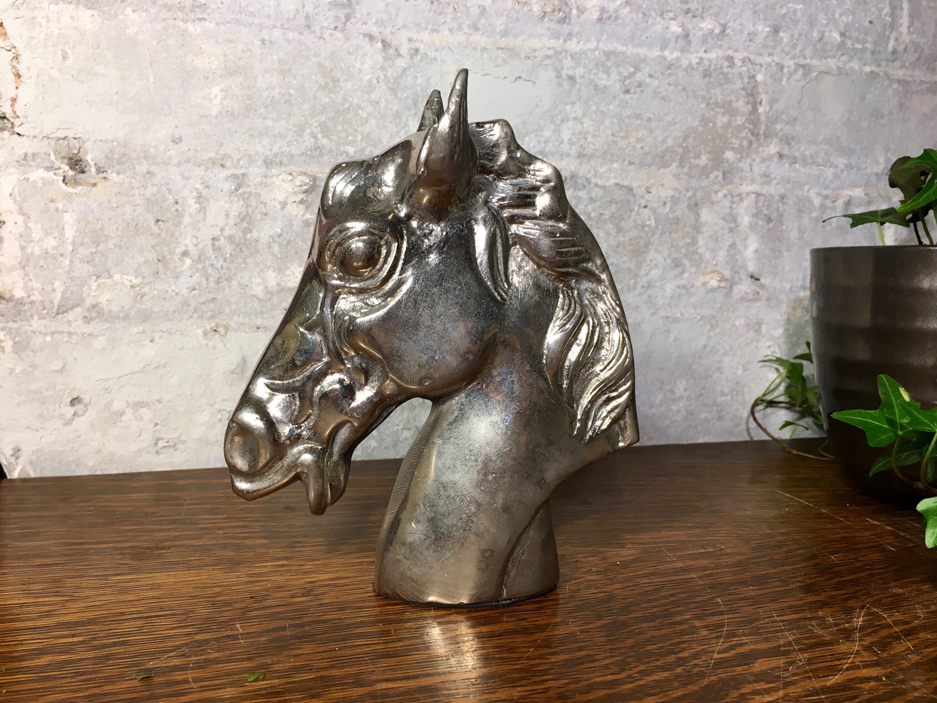 Vintage Silver Horse Bust Statue Silver Metal Horse Head Etsy