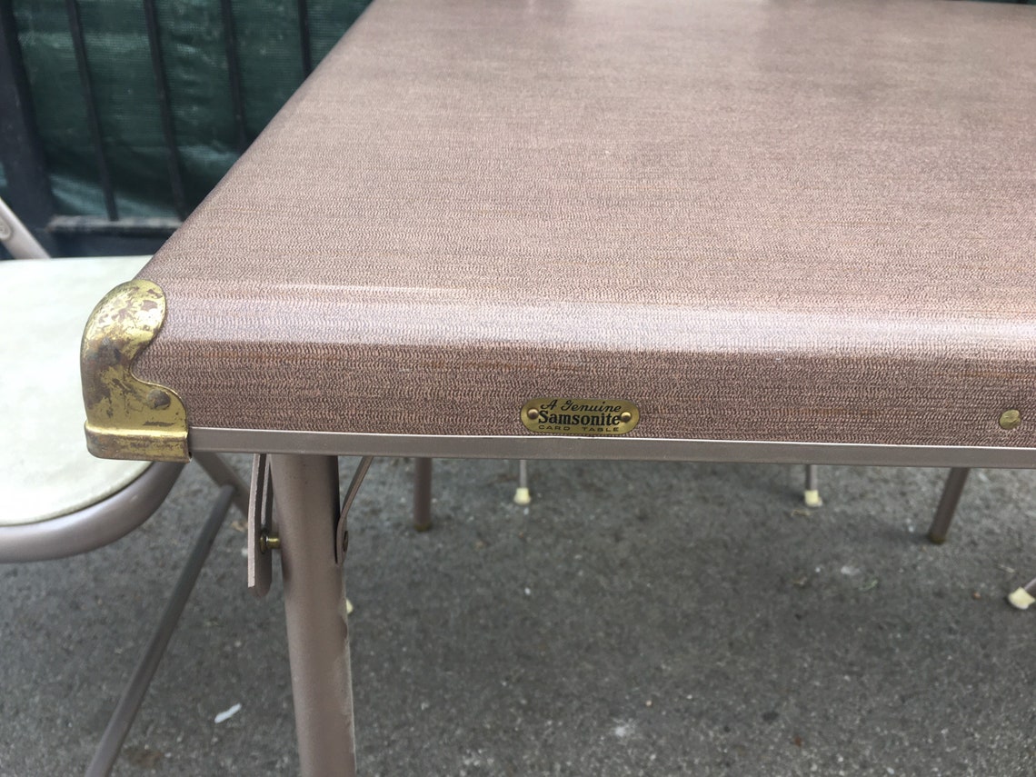 Samsonite Folding Table and 3 Chairs Set Vintage Beige Etsy