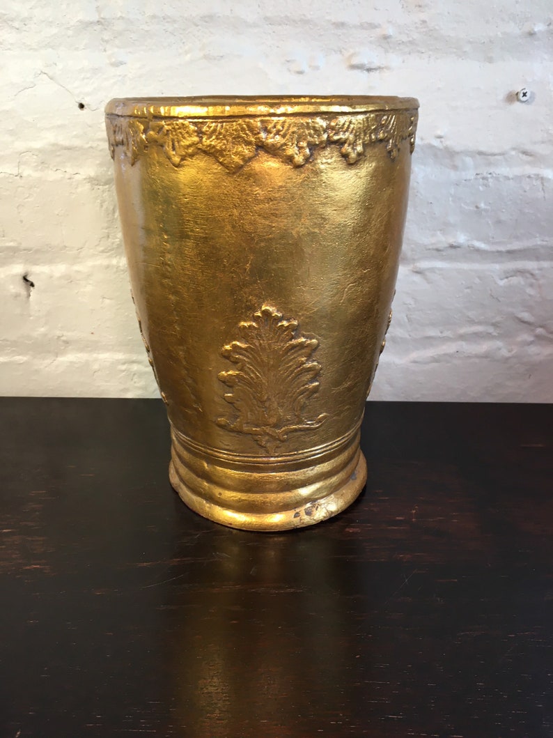 Atomchicago 10\u201d Ceramic Vase Orchid Ceramic Planter Vintage Victorian Gold Vase