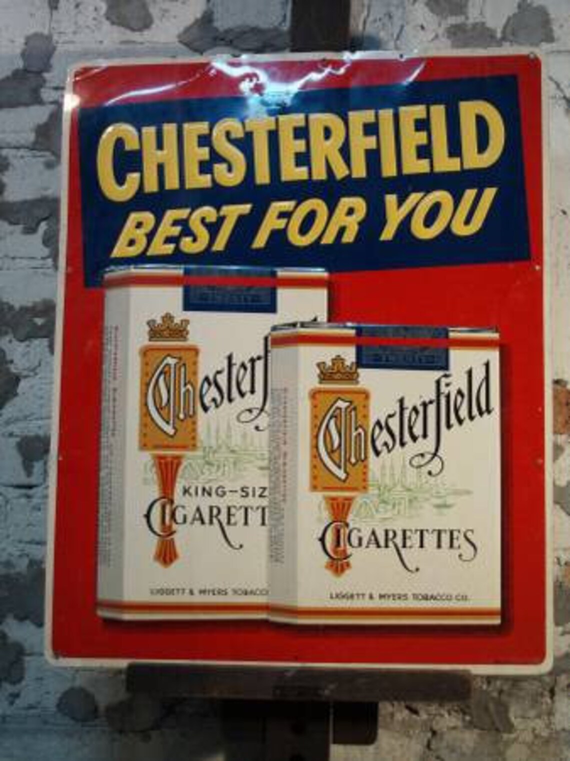 Vintage Cigarette Sign Chesterfield Best for You Collectible Etsy