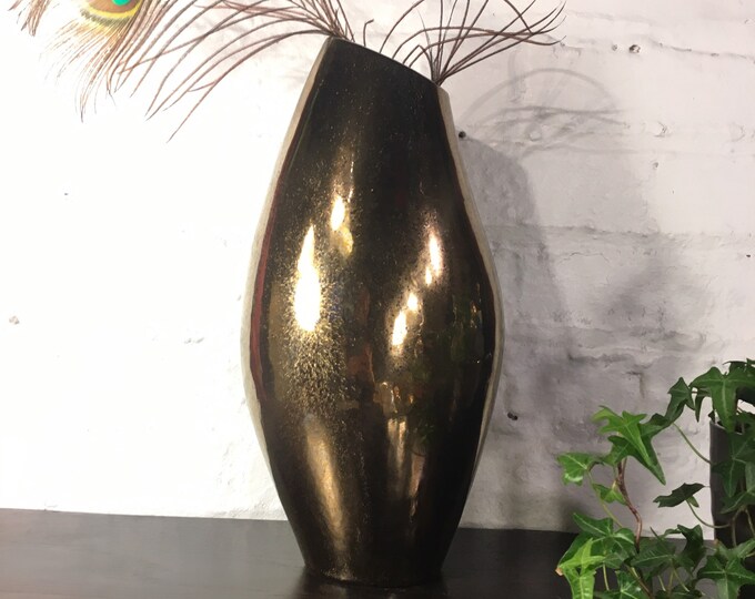Vintage Modern Tall Gold Vase Atomchicago Etsy