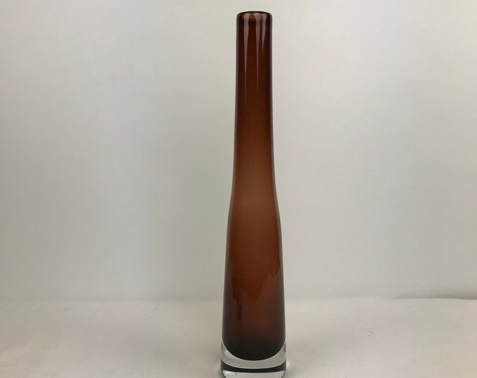 Tall Skinny Vase Made in Poland Dark Amber Glass Vase Etsy