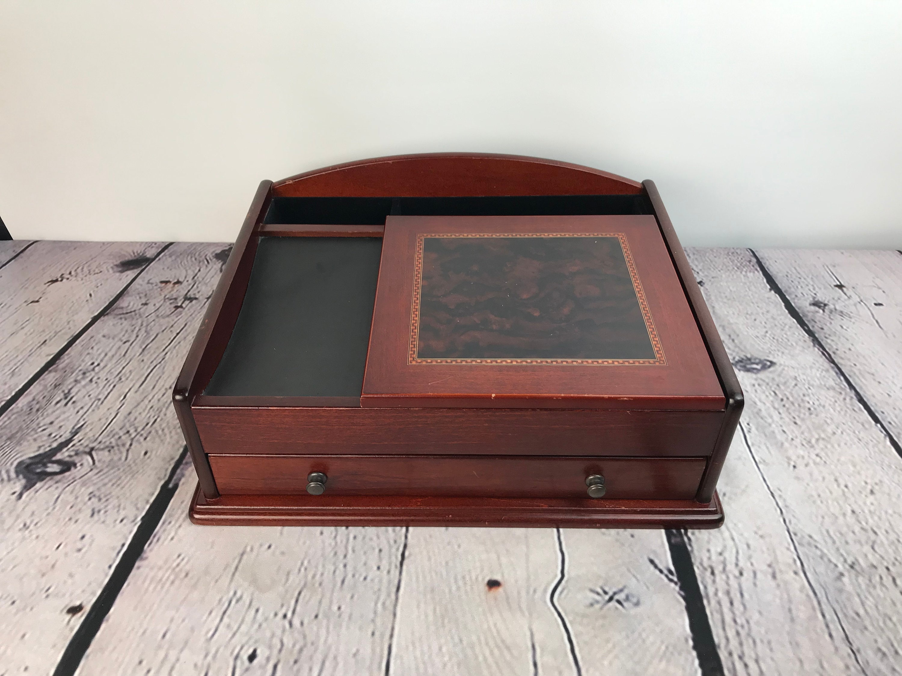 Vintage Mens Valet Box Wood Jewelry Box Organizer Vintage Etsy