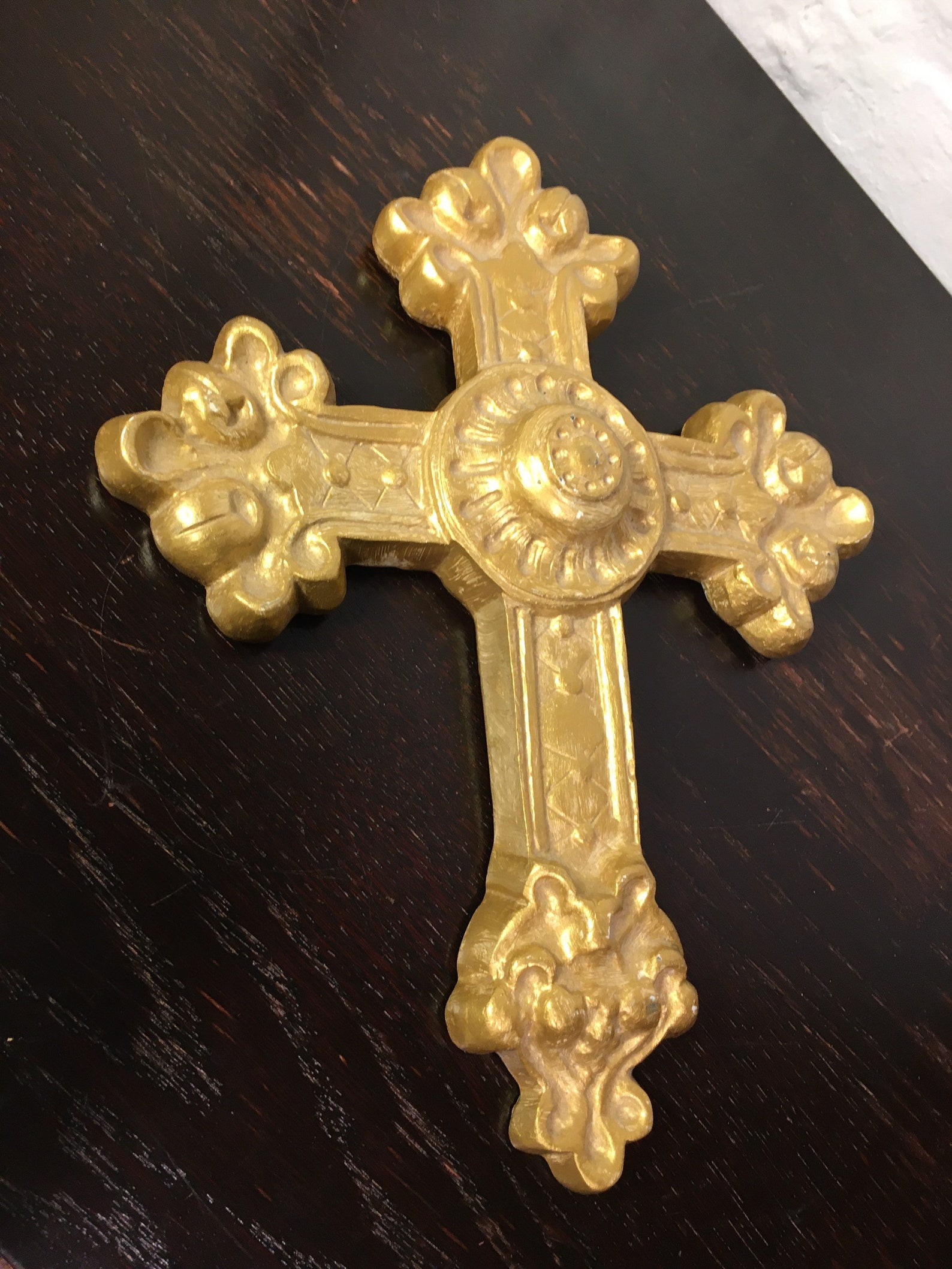 Gold Wall Cross Ornate Crucifix Wall Decorative Gold Cross Etsy