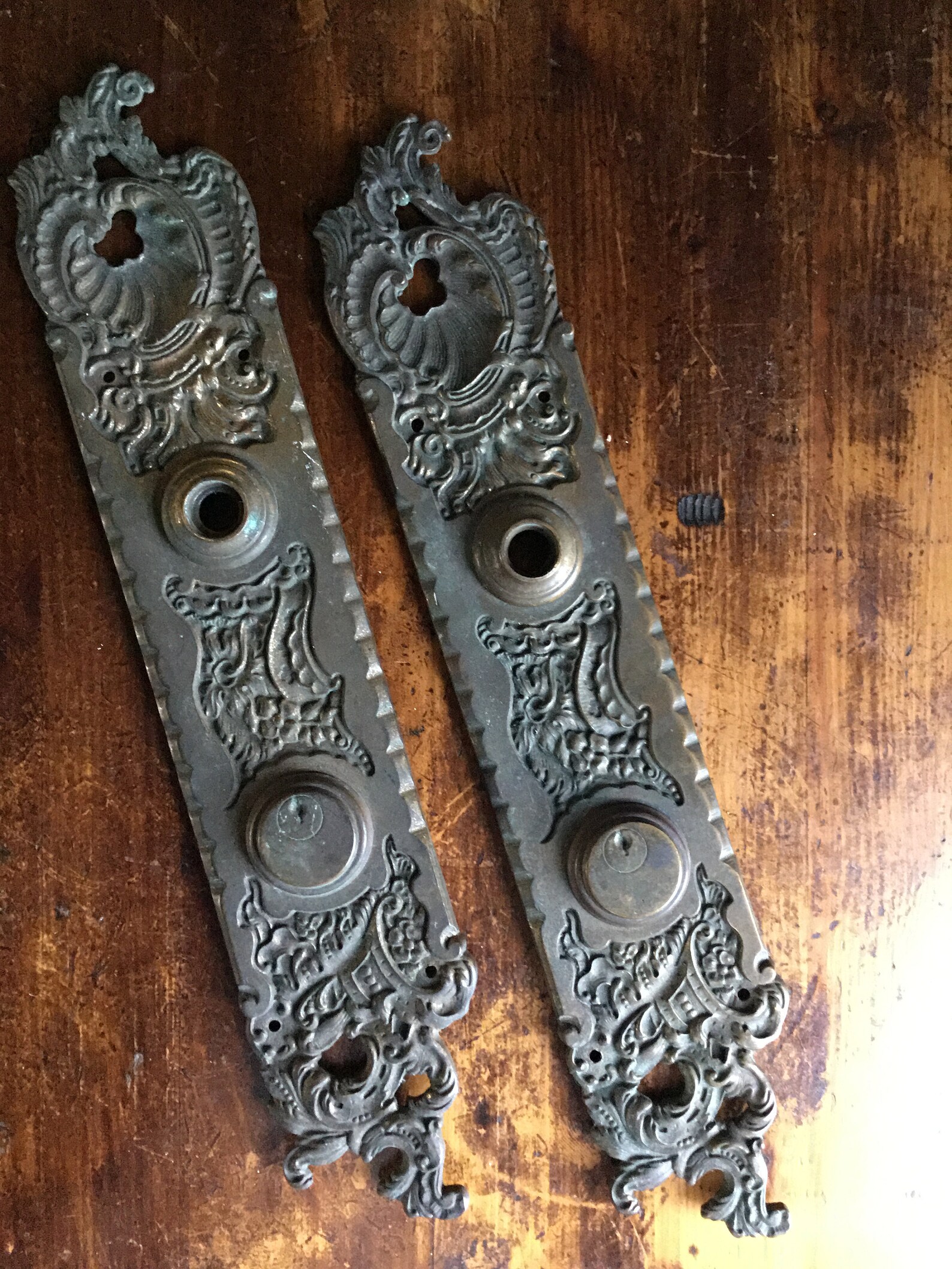 Antique Large Door Plates Ornate Brass Door Plates Etsy