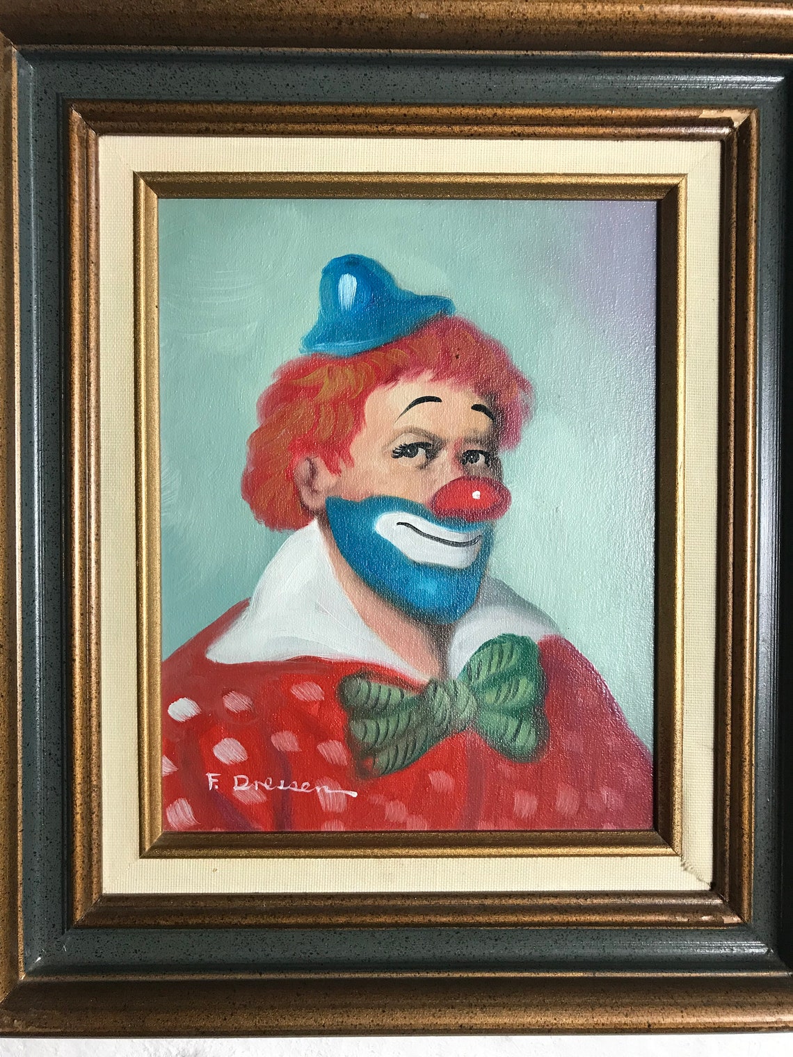 Clown Oil Painting Signed By Artist 1950s Old Clown Framed Etsy