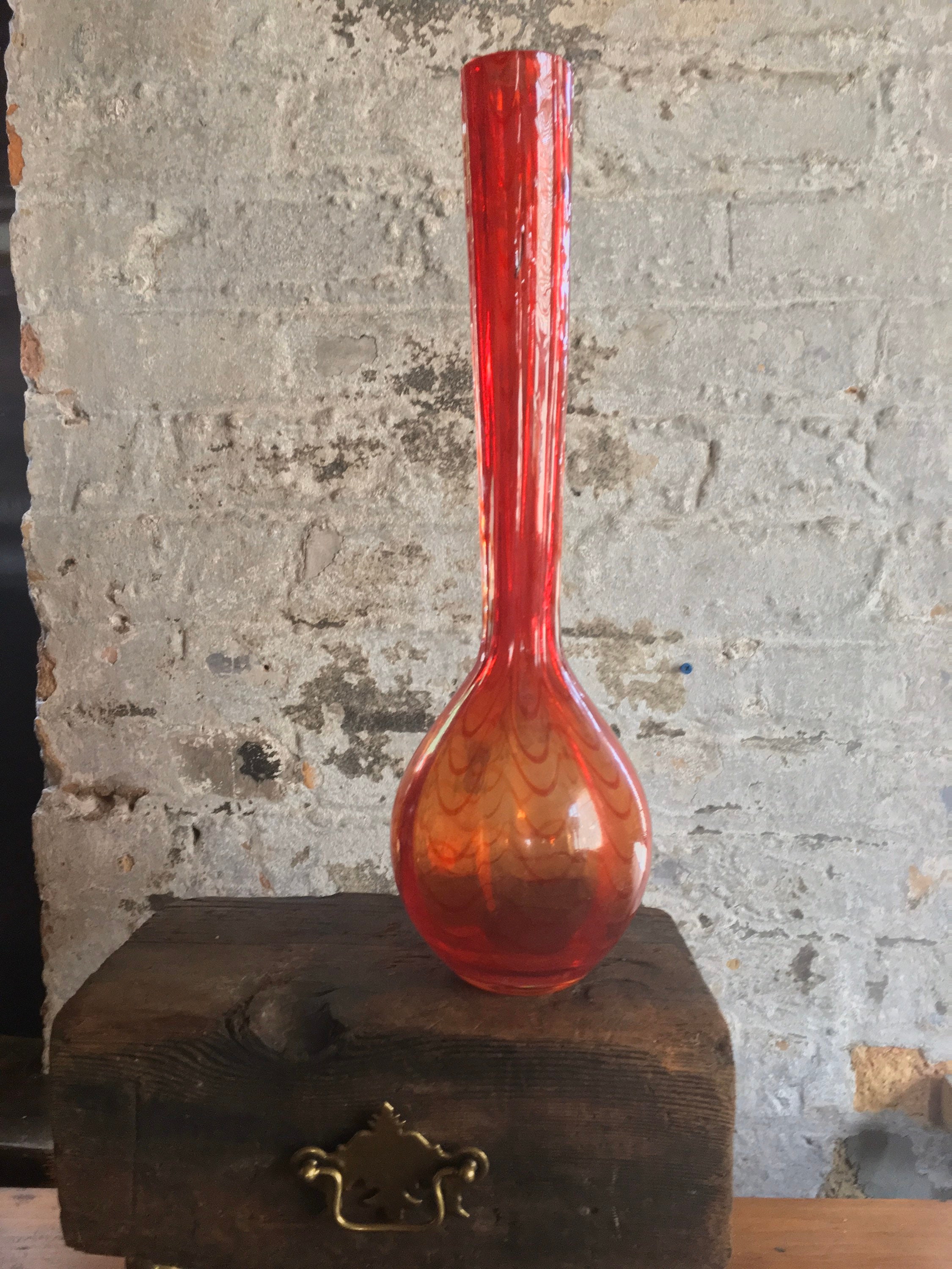 Tall Red Vase Waterford Evolution Vintage Art Glass Tall Etsy