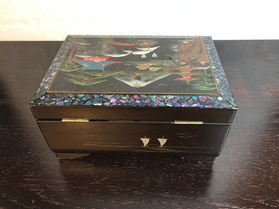 Vintage Japanese Jewelry Box Geisha Jewelry Box Hand Painted Etsy
