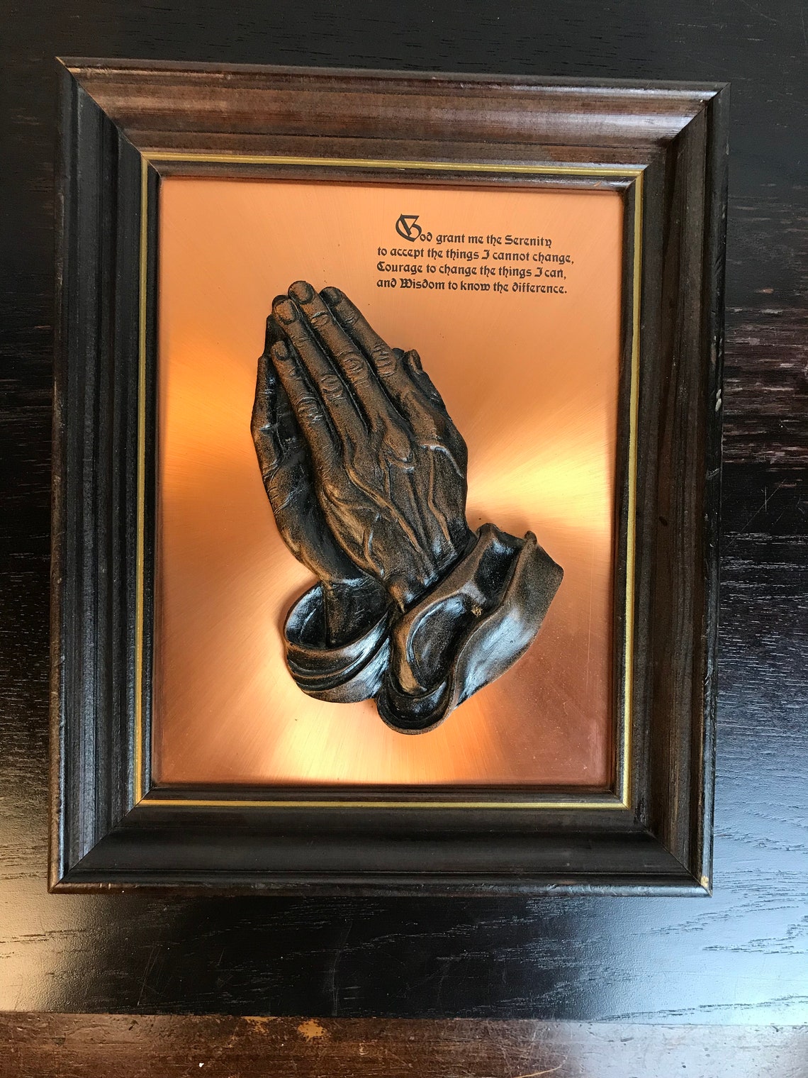 Praying Hands Wall Plaque Copper Prayer Hands Framed Wall Etsy