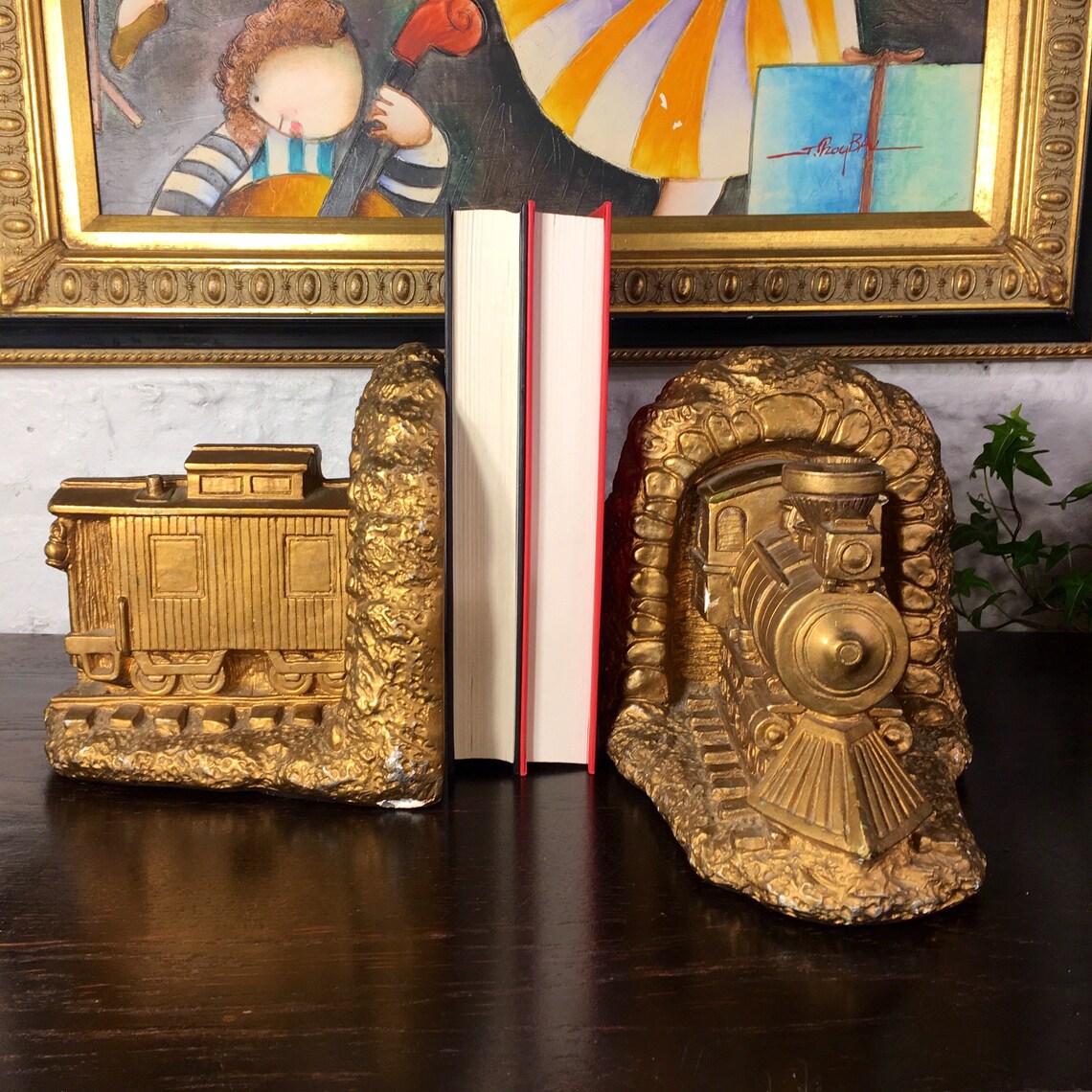 Vintage Train Bookends / Steam Engine Etsy