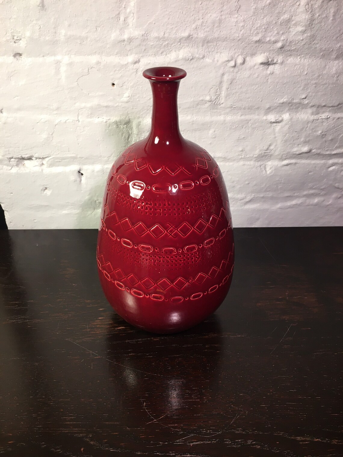 Vintage Italian Pottery Vase Vintage Ceramic Red Vase Etsy