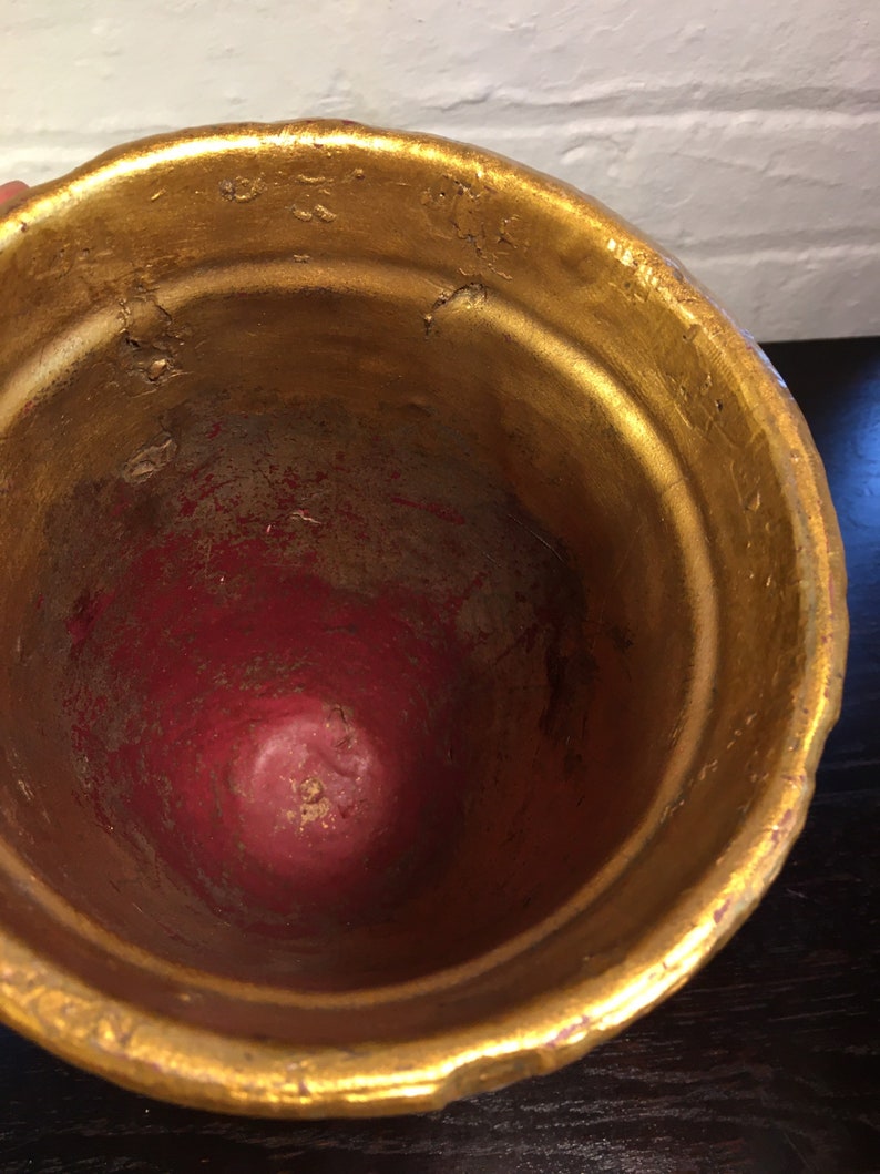 Atomchicago 10\u201d Ceramic Vase Orchid Ceramic Planter Vintage Victorian Gold Vase