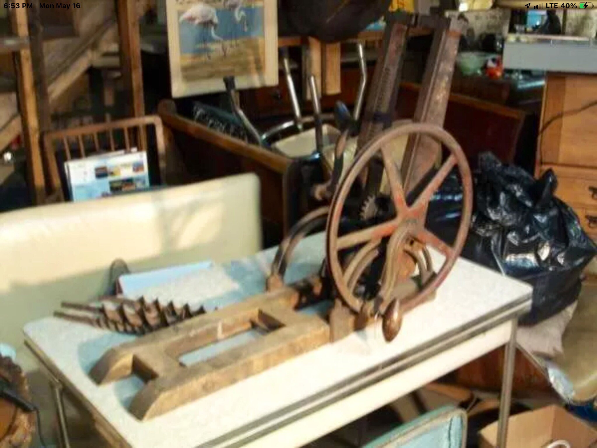 Antique Industrial Drill Press Wooden Pulley Large Wheel Etsy