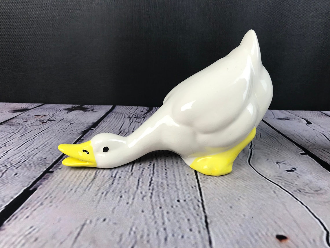 Ceramic Goose Figurine 1980 White Ceramic Duck Goose Statue Etsy