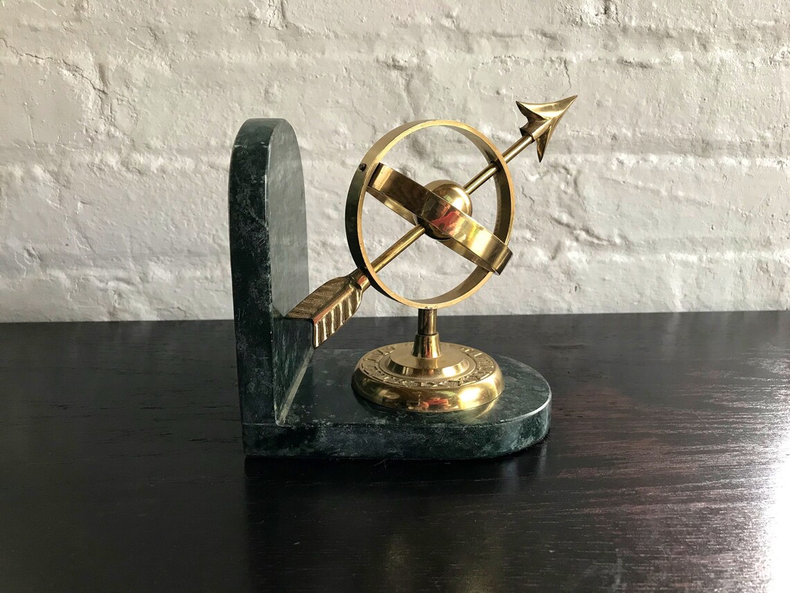 Brass Globe Bookend Vintage Armillary Sphere Statue Nautical Etsy
