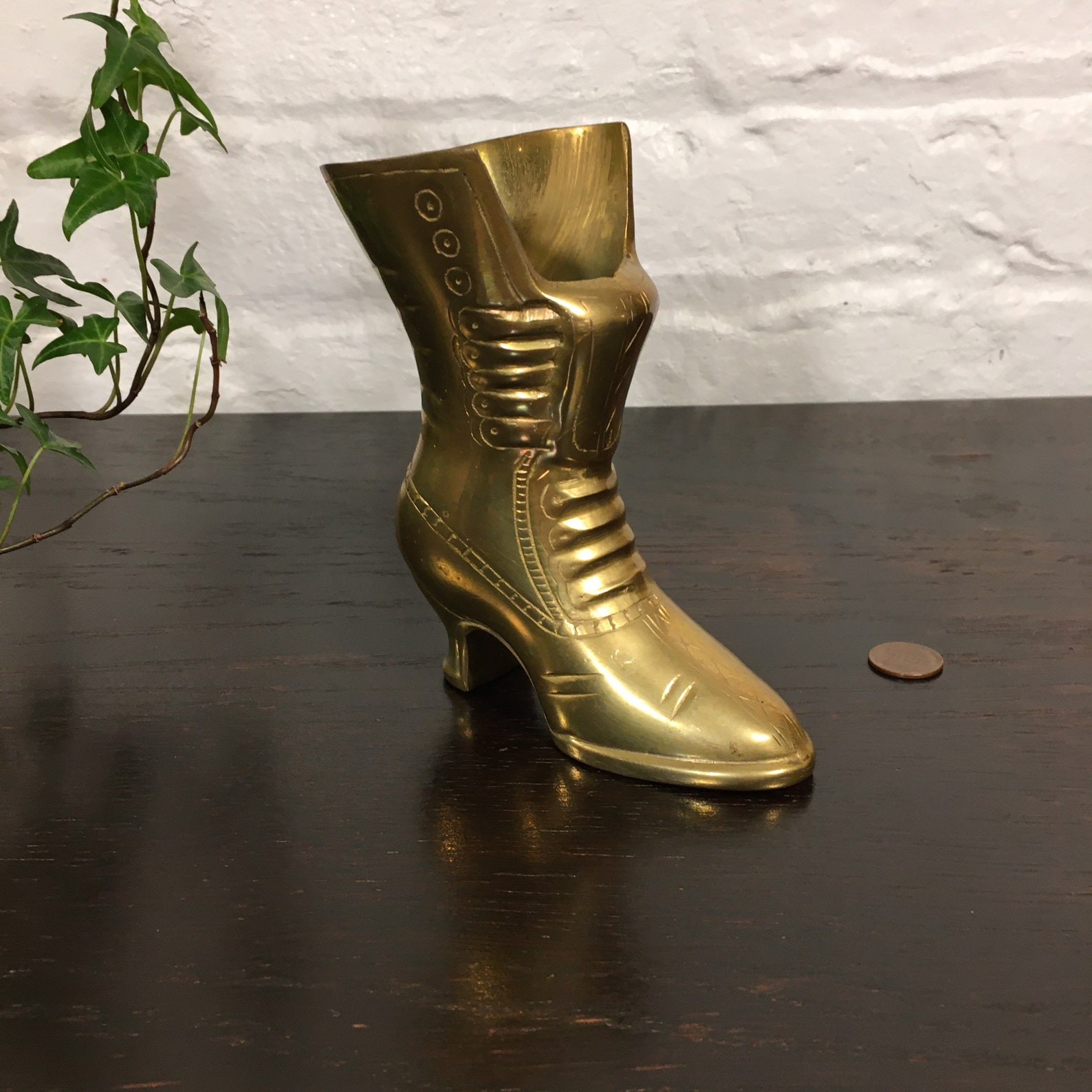 Brass Shoe Vase Small Brass Vase Shoe Boot Planter Etsy