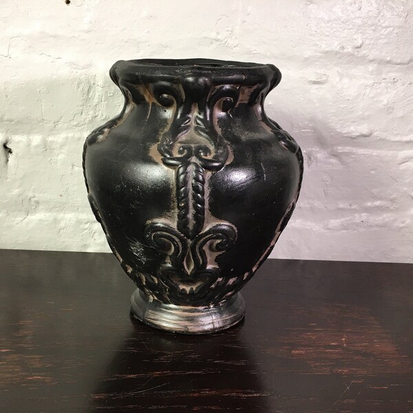 Black Ceramic Vase Etsy