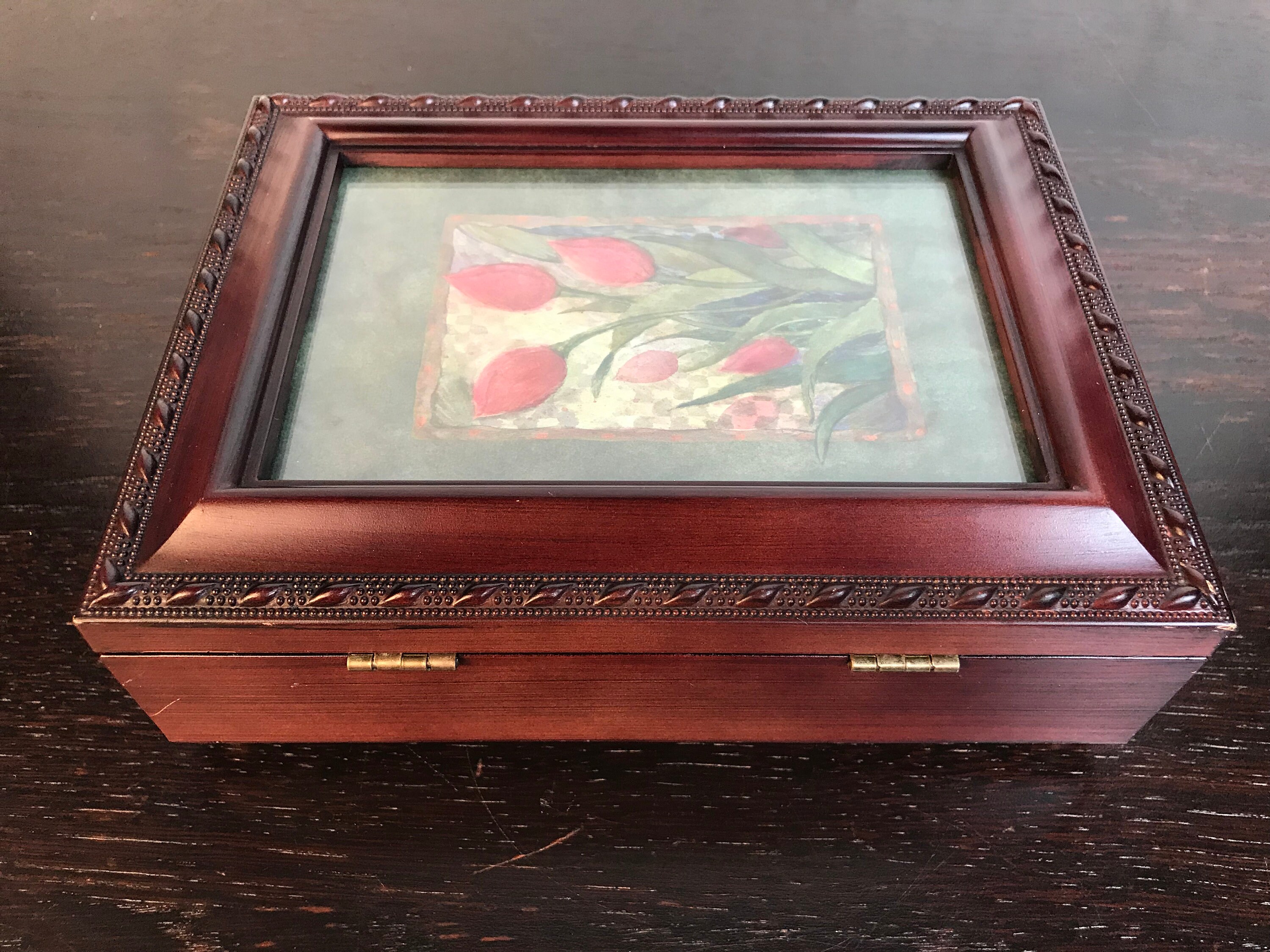 Vintage Keepsake Box Glass Top Display Box Photo Frame Etsy