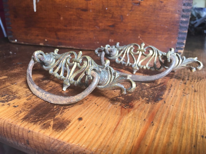 Antique Dresser Pulls 2 Vintage Dresser Pulls With Crown Atomchicago