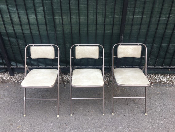 Samsonite Folding Table And 3 Chairs Set Vintage Beige Samsonite Folding Table And 3 Chairs, Samsonite Round Card Table And Chairs