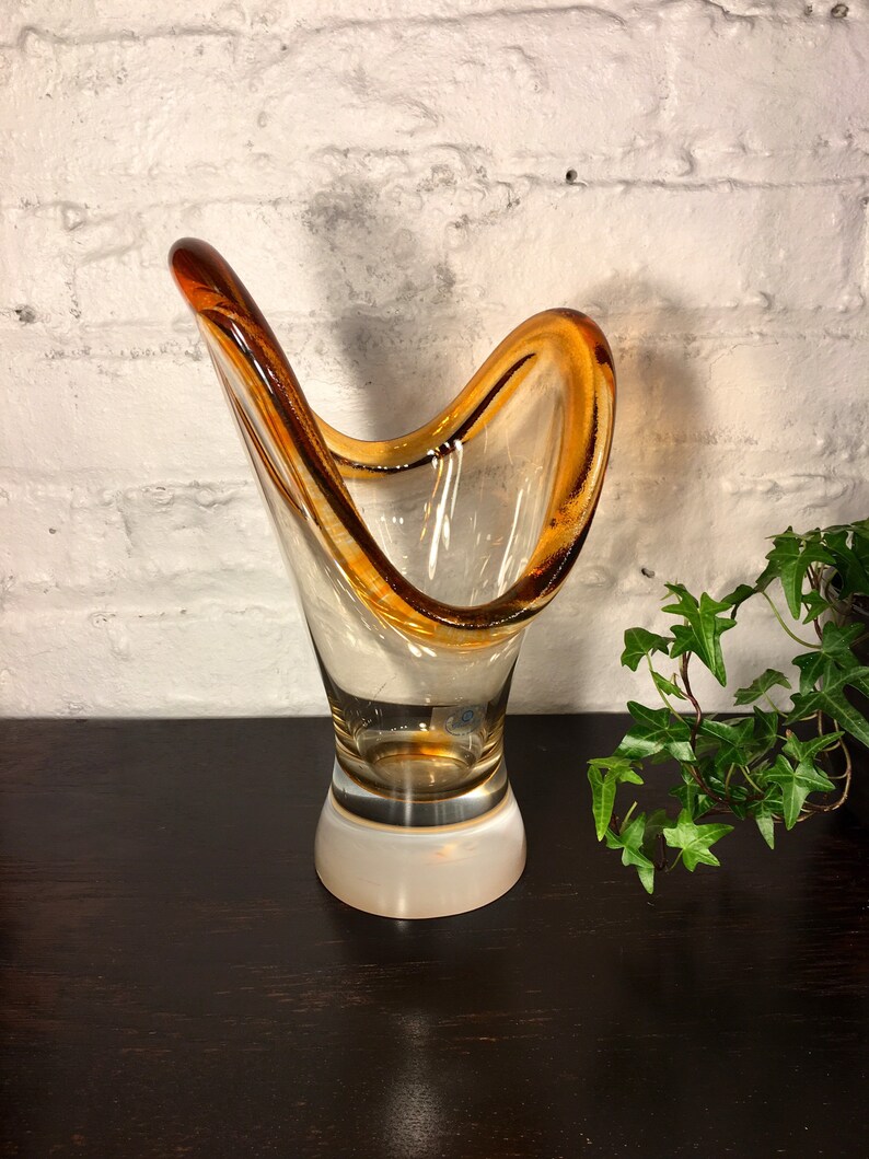 Vintage Blown Glass Vase Made in Poland Peach Glass Vase Etsy