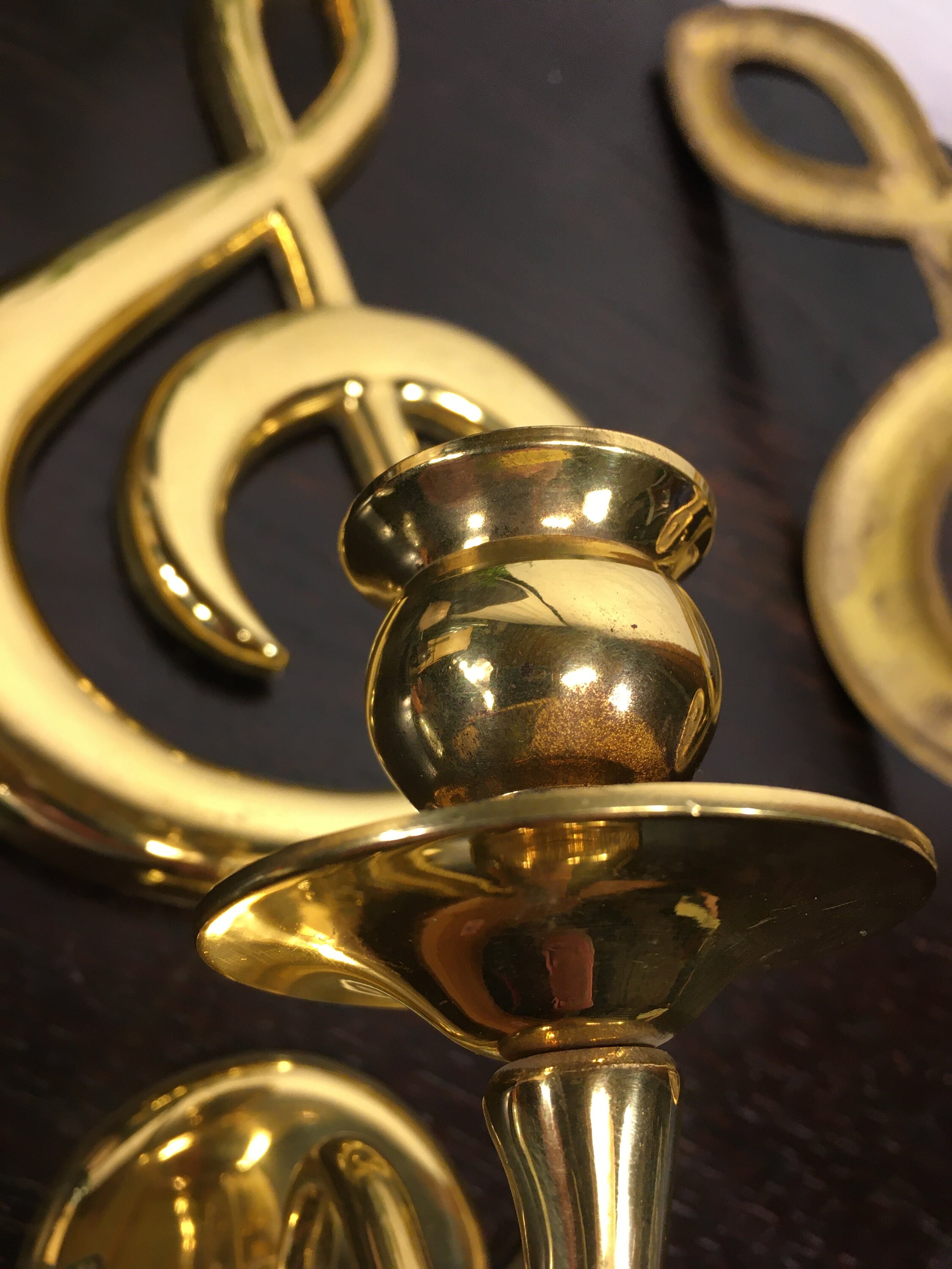 Brass Musical Notes Wall Candlestick Holders Large Gold Wall Etsy