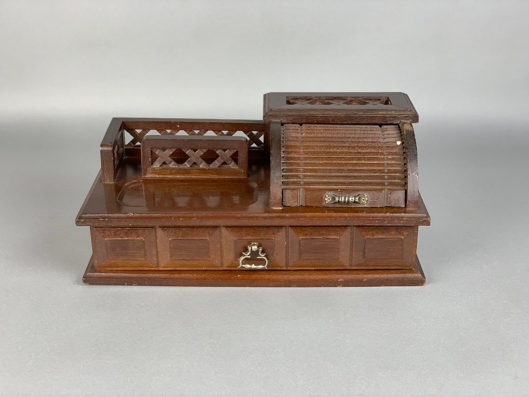 Vintage Desktop Organizer Box Atomchicago Etsy