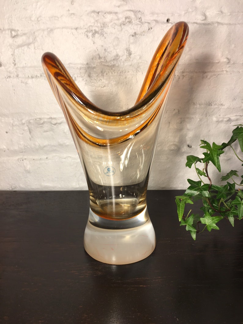 Vintage Blown Glass Vase Made in Poland Peach Glass Vase Etsy