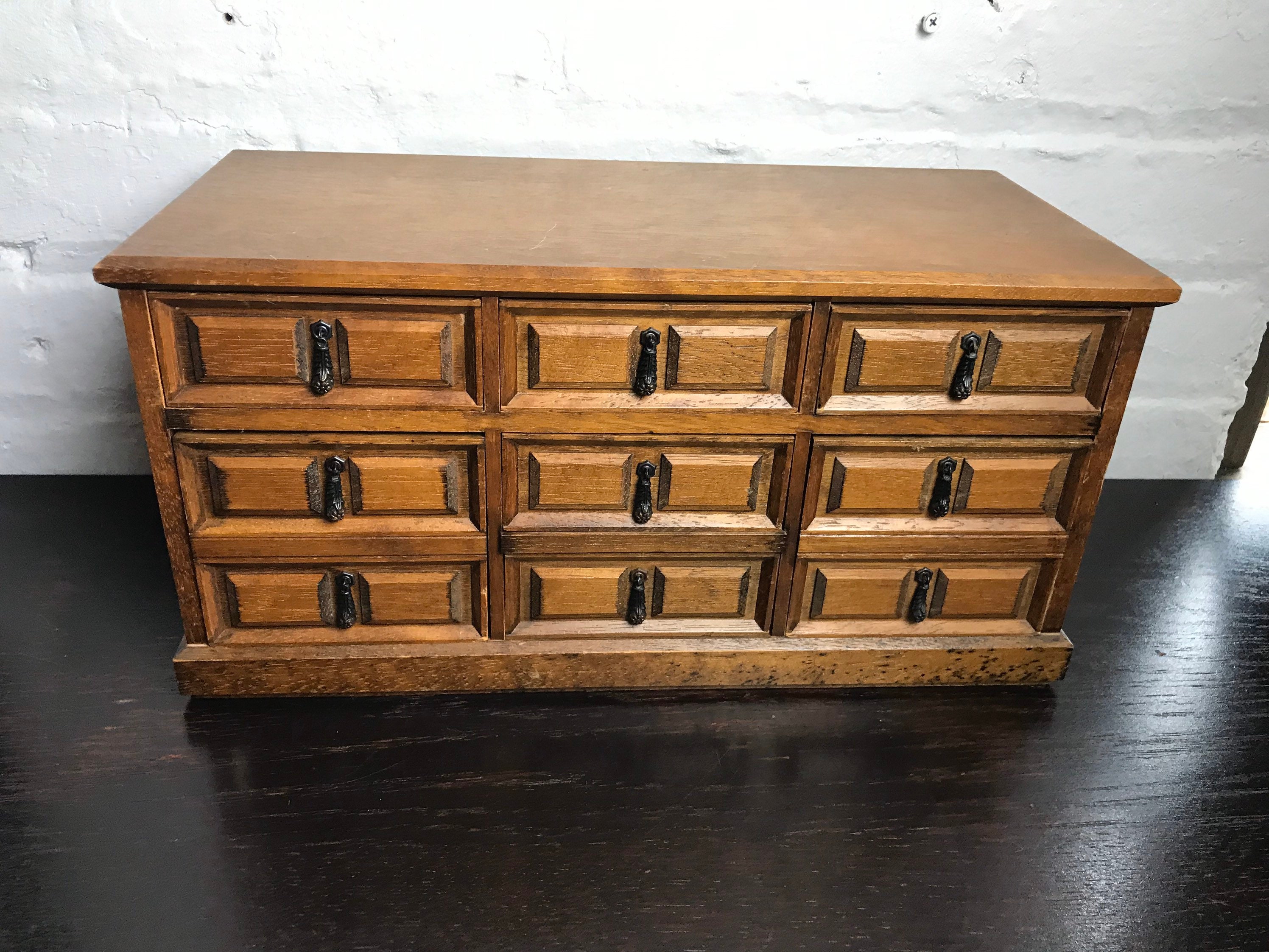Vintage Large Jewelry Box Drawer Mens Trinket Box Wooden Etsy