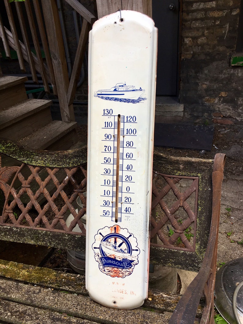 Vintage Large Advertising Thermometer / Metal Advertising Etsy