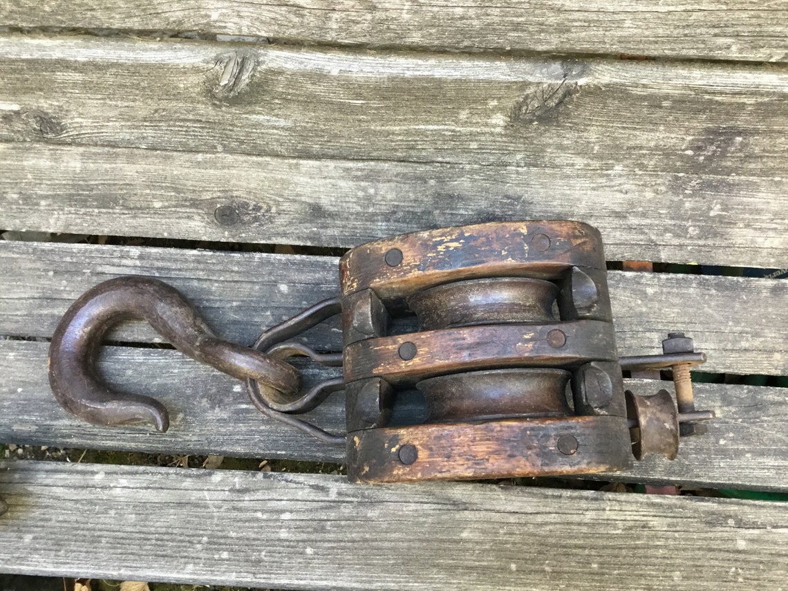 Wood Pulley With Hook / Barn Pulley Pulley 16 / Nautical Etsy