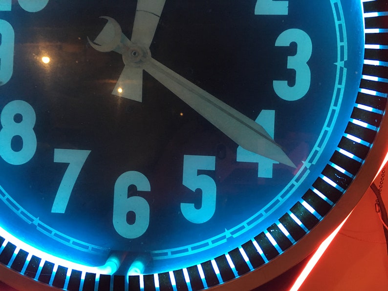 Antique Neon Clock Large Outdoor Neon Clock Vintage Hexagon Etsy
