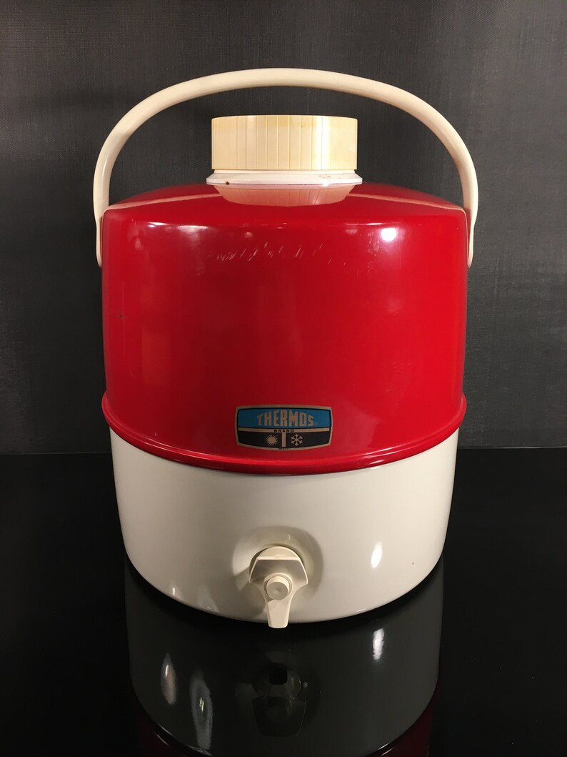 Large Insulated Picnic Jug Retro Red Thermos Picnic Supplies Etsy