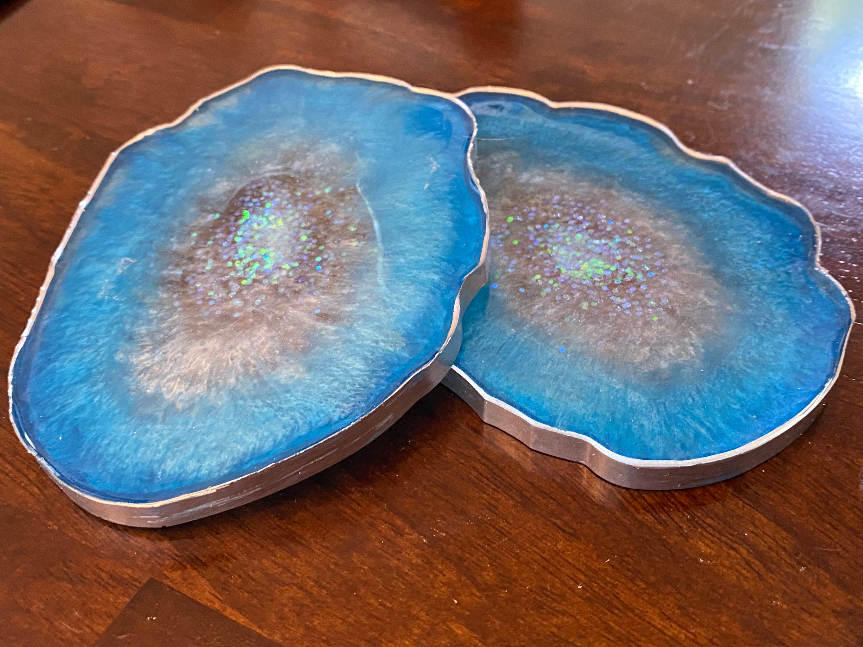 Set of 2 Geode Resin Coasters Etsy UK