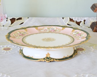 Haviland Limoges low comport by Gerard, Duffaisseiz & Abbot ( GDA ), Porcelain Cake Stand, Pedestal Cake Stand Made in France #2212071