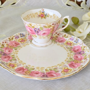 Rare Royal Albert Serena Reg No 839329 Tennis set, Snack Set, Afternoon Tea set, tea cup and plate, Bone China, Made in England #2303202