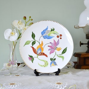 Vintage Hand painted in flower Art pattern signed by Joyce Warwick, Collectable plate, display plate c1956 #2303012