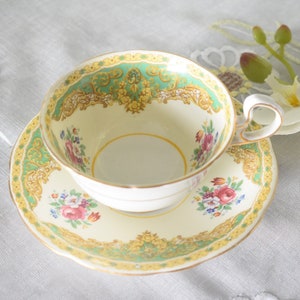Rare Aynsley Art Nouveau floral feature Tea cup and Saucer set ,Bone China, Made in England c1940